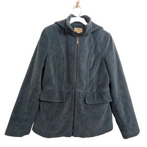 LL Bean Women's Blue Wool Blend Jacket Hooded Full Zip Size Small REG